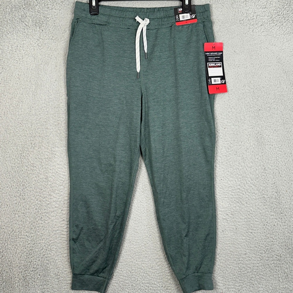 NEW Kirkland Signature Pants Womens Medium Lightweight Jogger Green Activewear